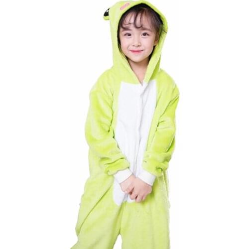 Frog Shape Hooded Kids Onesie Winter Pajamas Children Sleepwear Boys Girls Sleeping Bag Plit Leg Christmas Cosplay
