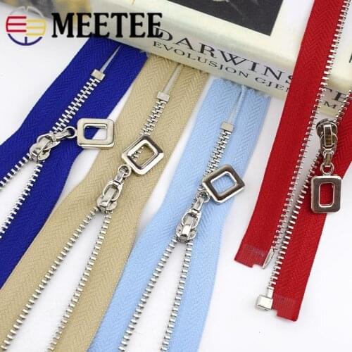 5pcs Meetee 3# Metal Zippers 20/40/50/60/70cm Auto Lock Silver Teeth Zips Closure for Sewing Bags DIY Clothing Accessories ZA111