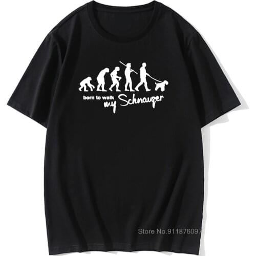 Evolution Schnauzer Born To Walk T-Shirt Men Novelty Cotton Short Sleeve Oversized Funny T Shirt Harajuku Vintage