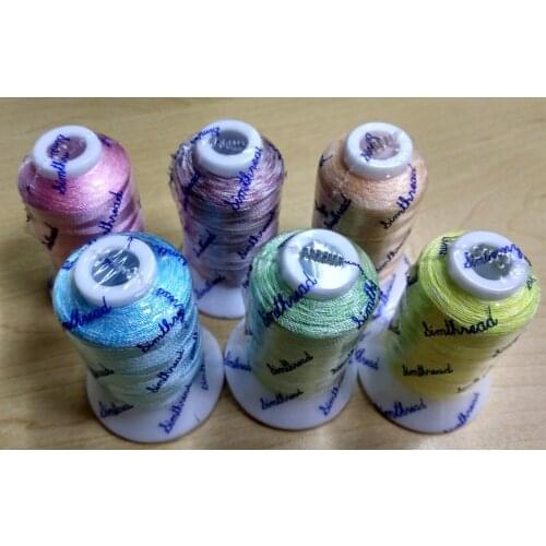 Set 100% viscose rayon Variegated embroidery machine thread 6 assorted colors for Brother Singer Janome Pfaff etc machines