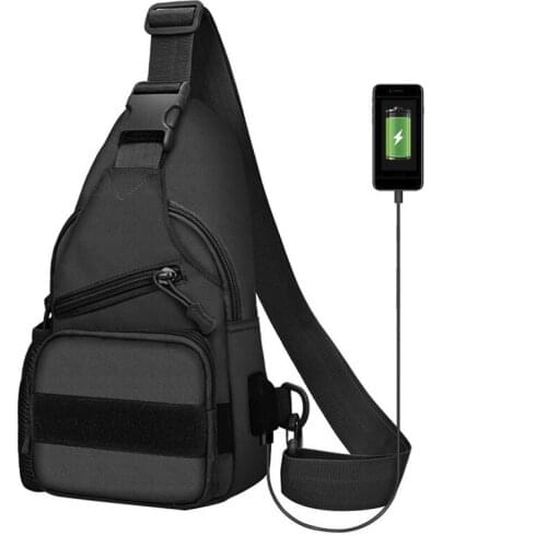 TAK YIYING Outdoor Military Tactical Shoulder Bag with USB charging chest bag Wear-Resistant Travel Camping Backpack Cycling