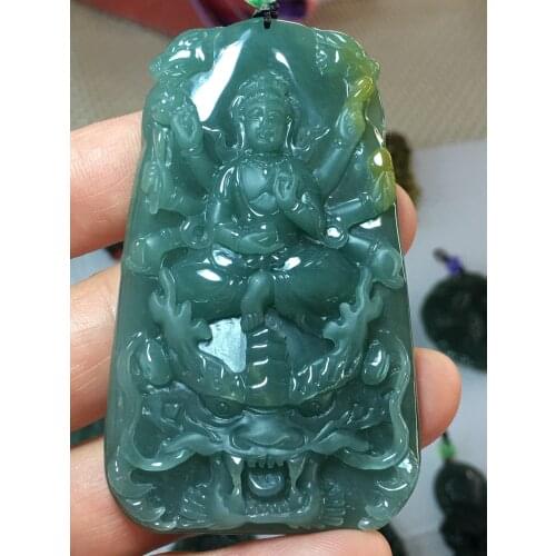 Real 7A Myanmar jade Hand-Carved jade guan yin emperor green jade pendant jade necklace pendants jewelry jade necklaces woman