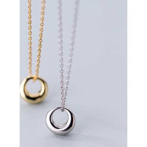 Real 925 Sterling Silver Geometric Round Choker Necklace For Fashion Women Clavicle Minimalist Fine Jewelry Cute Accessories