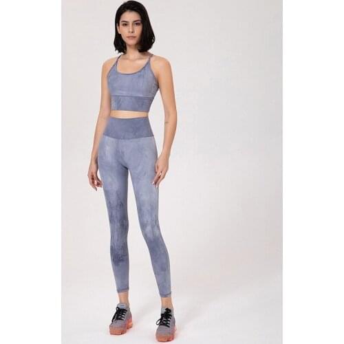 2021 New Sports Fitness Clothes Female Tie-dye Beauty Back Hip High Waist Yoga Suit Suit