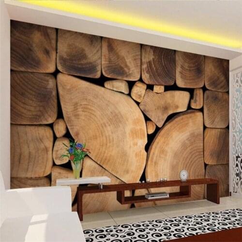 Beibehang Wallpaper custom living room bedroom sofa fresco wood grain blocks background wall decorative painting Wallpaper