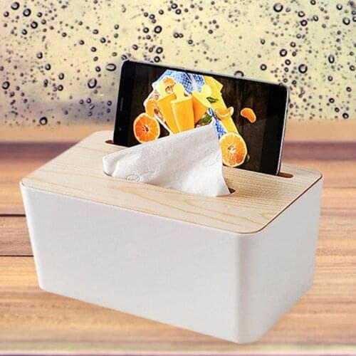 Plastic Tissue Box Modern Wooden Cover Paper Home Car Napkins Holder Cases Office Napkins Organizer Decoration Tools