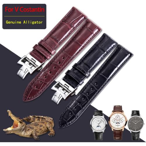 American crocodile leather strap male is suitable for Vacheron Constantin original leather style butterfly button VC maple leaf