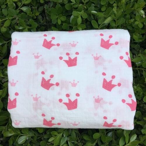 Pink Crown 100% Cotton Muslin Blankets Bedding Swaddling For Newborn Baby Blanket Swaddle Wrap Bath Towel