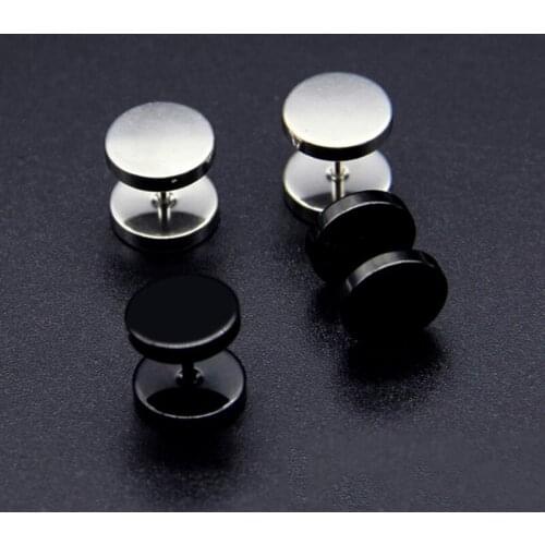 Barbell Earrings Women Fashion Jewelry Stainless Steel Black Round Earings Fashion Jewelry Gifts for Woman Accessories Wholesale