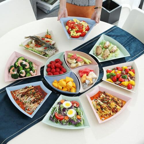 Dinnerware Rice Bowl Plate Set Combination Round Circle Food Tray Fruit Sara Dishes For Lunch And Dinner Plastic Tableware
