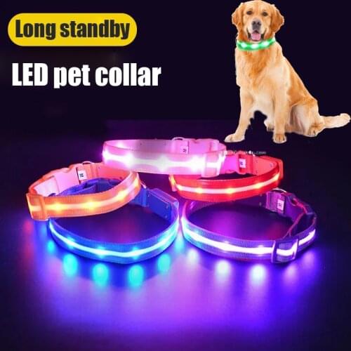 LED Flashlight Dog Cat Collar Glowing Night Safety Pet Leads Necklace Luminous Bright Decoration Collars For Dogs