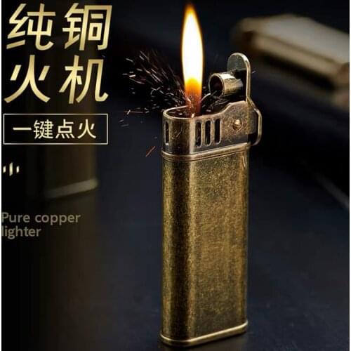 Trench old pure copper kerosene lighter retro brass classic lighter