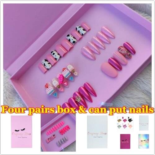 Eyelash Packaging Wholesale four pairs Empty Lashes Box with Clear Tray Rectangle Lash Cases Lash Boxes Packaging can put nails