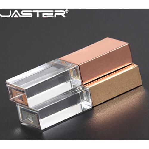 JASTERS Crystal usb sticks 3D print custom logo USB 2.0 4GB 8GB 16GGB 32GB 64GB 128GB usb flash pen drive transparent glass