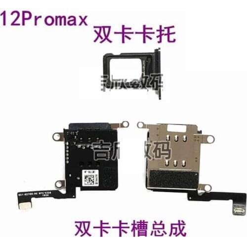 Dual Sim Card Reader connector Flex Cable + Sim Card Tray Slot Holder For iPhone 12pro max