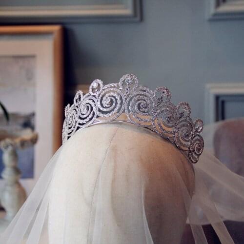 Retro Wedding Bride Princess Crown Vintage Headband Large Tiara Womens Girls Hair Jewelry Accessories Cubic Zirconia Jewelry