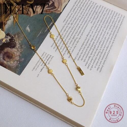 WANTME Punk Bohemian Shine Star Choker Chain Necklace for Women Genuine 925 Sterling Silver Party Fashion Jewelry Accessories