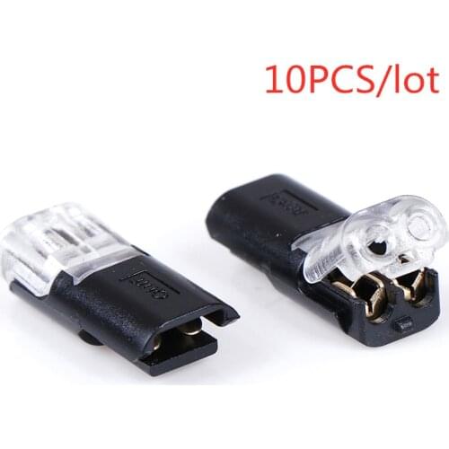 10pcs 2pin Pluggable Spring Scotch Lock Wire Connector For 18-24AWG Wire Quick Splice Connector Cable Crimp Terminal Blocks