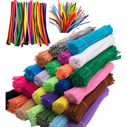 100pcs Kids Creative Chenille Stems Pipe Cleaners Colorful Glitter Plush Shingled Handicraft Educational Toys DIY Crafts Supplie