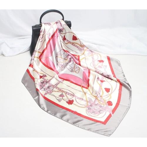 2020 90x90 Rope keychain Multipurpose women Silk twill scarf Satin square tie Hairband ladies foulard femme towel bufanda shawl