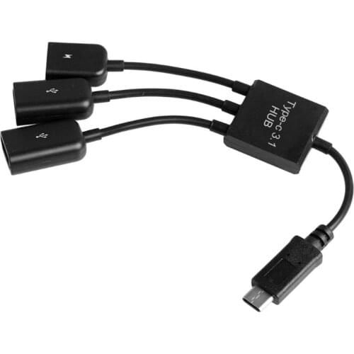 3 in 1 USB 3.1 Type-C To Micro USB 2.0 Power Charging Host OTG Hub Cable Adapter