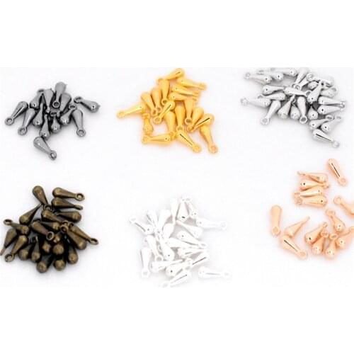 9x3mm 100pcs/lot 6 Colors Water Drop Pendant Necklace End Caps Charms For Necklace Bracelet Earrings DIY Jewelry Accessories