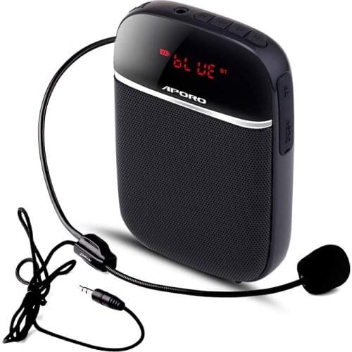 APORO T3 Voice Amplifier Bluetooth Speaker With Wired Microphone Portable 10W Audio Record FM Radio Music Player For Speaking