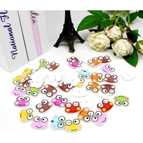 50Pieces/lot frog Buttons for Handmade Craft Supplies Scrapbooking Accessories Decorative wooden Buttons