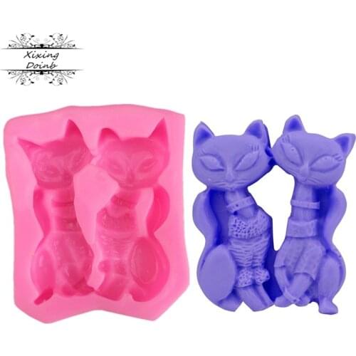 DIY cat shaped cake decorated with silica gel tools soft candy chocolate kitchen cooking mold Fillmore clay candy making tool