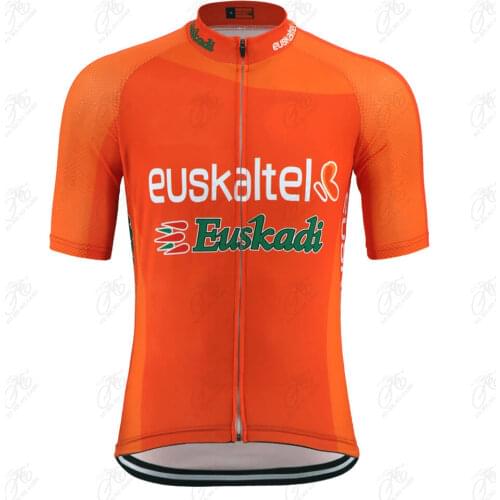 EUSKADI - Euskaltel Pro Bicycle Team Orange Short Sleeve Cycling Jersey Road Race Bike Clothing Maillot Ciclismo Hombre MTB Wear