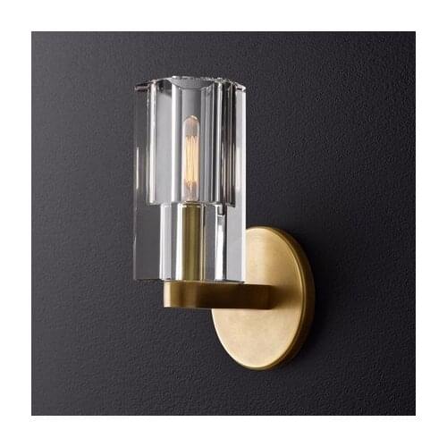 Crystal wall lamp all copper simple bedside wall lamp pattern room lamp golden modern texture aisle small wall lamp