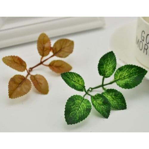 Artificial green leaves Rose Flower for garden diy wreath Christmas leaf Wedding Bridal bouquet decoration silk Foliage Craft