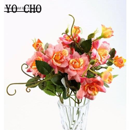 YO CHO Artificial Flower Rose Flower Branch Simulation Flower Rose Plastic for Garden Landscape Decoration Fake Flowers 15 Heads