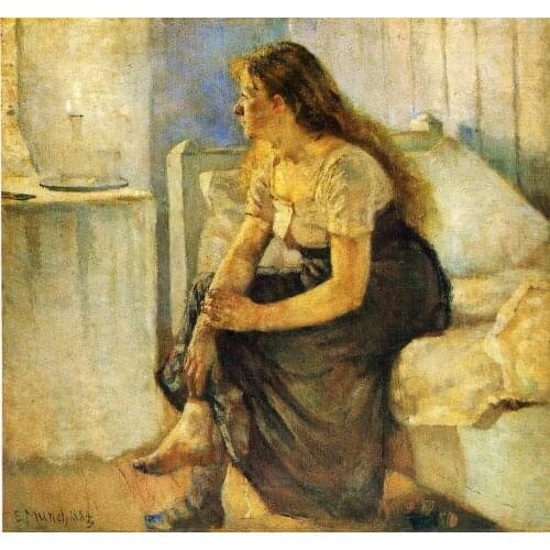 Oil Painting Reproduction on Linen Canvas,morning-1884 by Edvard Munch,100% handmade,abstract oil painting