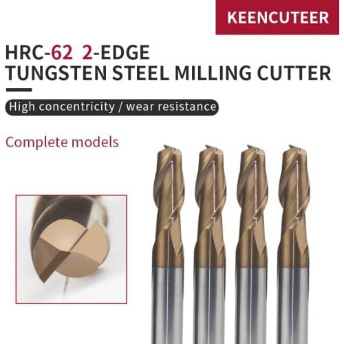 HRC62 2 Flutes End Mill 4mm 20mm Tungsten Steel Straight Shank Milling Cutter CNC Machines Tools Alloy Coating Carbide for Lathe