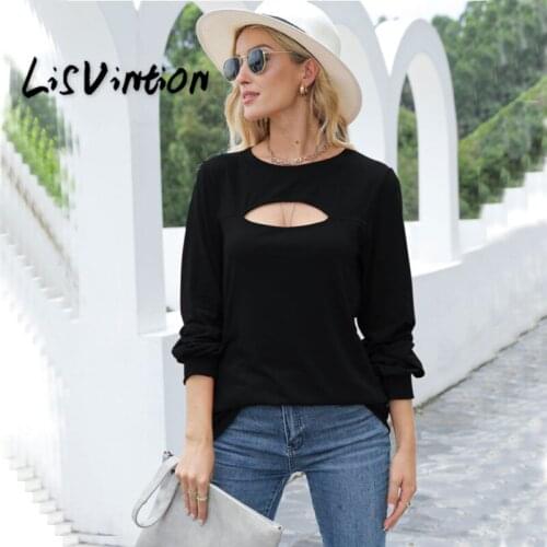 Женские однотонные футболки LisVintion China At AliExpress