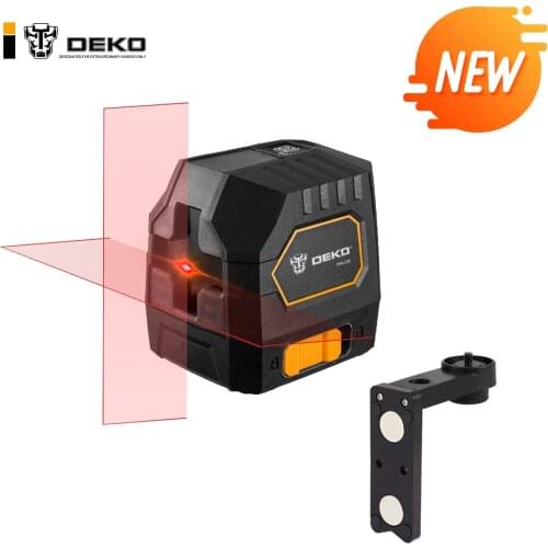 DEKO DKLL02 Mini Style 2 Lines Self-Leveling Laser Level Cross Line Laser With Red Light Source & Adjustable Mounting Clamp