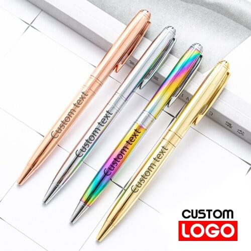 Fashion Metal Electroplating Ballpoint Pen Wholesale Advertising Gift Pen Custom Logo Business Office Writing Gel Pen Lettering