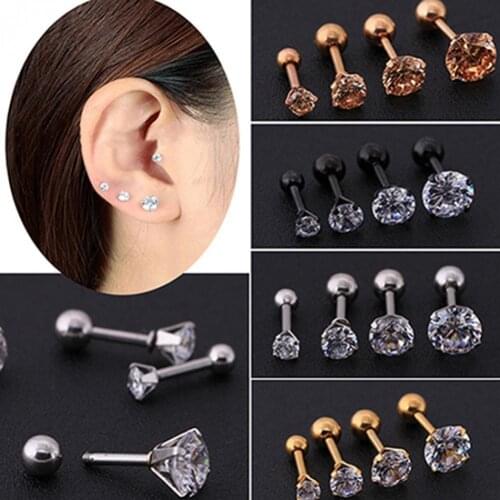 Fashion Stud Earrings for Women Men Ear piercing Earrings Rhinestone Cartilage Tragus Bar Helix Upper Ear Stud Earings Jewelry