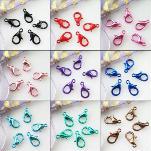 Fashion 20Pcs Lobster Clasps Connectors Black Red Blue Pink Green Brown Mixed 7x12mm
