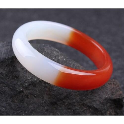Natural Red and White Hand-carved Wide Bar Jade Bracelet Fashion Boutique Jewelry Men and Women Beauty Bracelet