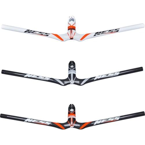 NESS Carbon Fiber Bicycle MTB Integrated Handlebar With Stem Bike Mountain Riser Handlebar Swallow-shaped Handlebar