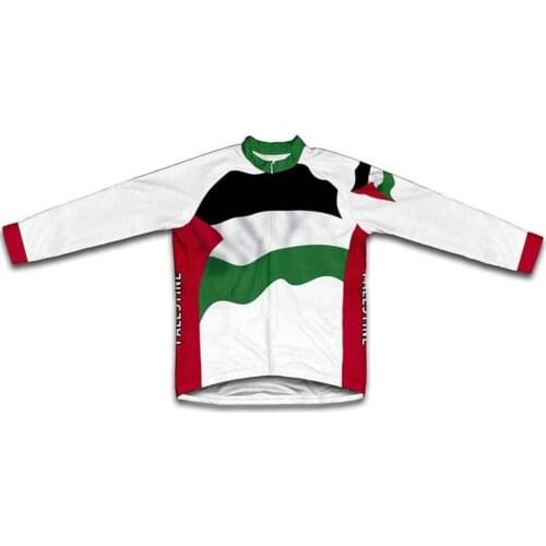 New Thermal Long Sleeve Fleece Cycling Jersey Palestine Flag Winter Men And Women Road RACE Team Cycling wear Riding Clothing