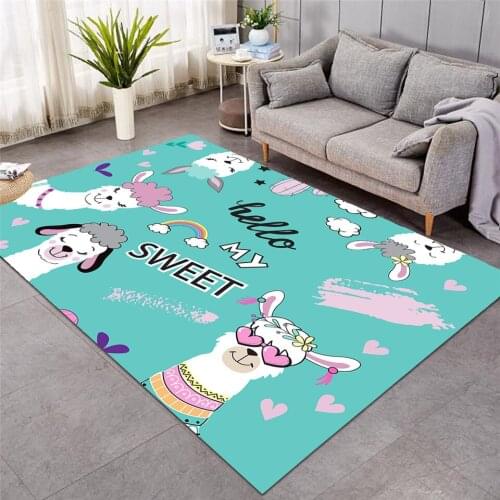 Newest Cute Llama Large Carpets for Living Room Unicorn Kids Play Floor Mat Cartoon Alpaca Area Rug Fashion Carpets