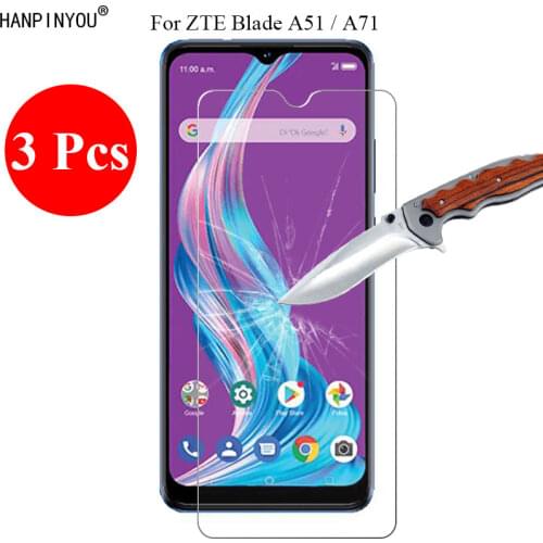 3 Pcs/Lot New 9H 2.5D Tempered Glass Screen Protector For ZTE Blade A51 / A71 Protective Film + Clean Tools