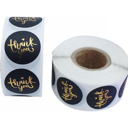 Novel 500pcs Black Thank You Stickers Seal Labels 1Inch for Handmade Envelope Packaging Birthday Party Favors Stationery Sticker