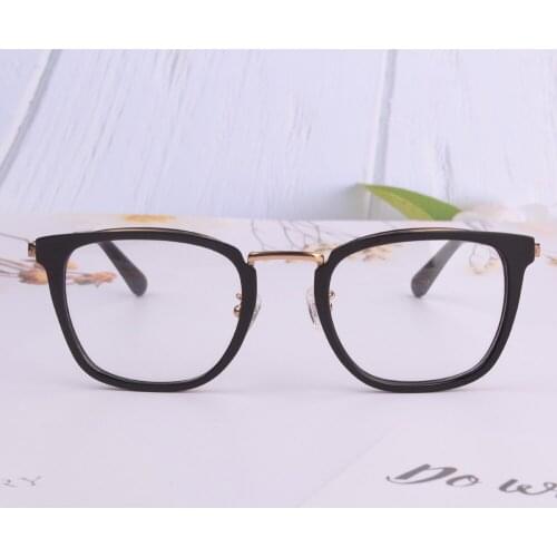 New classic business man black eyeglasses nerd male brand eye glasses optical mix metal acetate glasses unisex oculos de grau