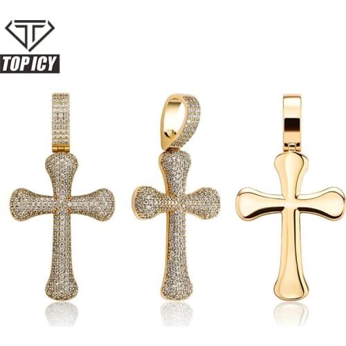 18k gold plated diamond brass zircon cross pendant chain necklace sets religious christian jewelry