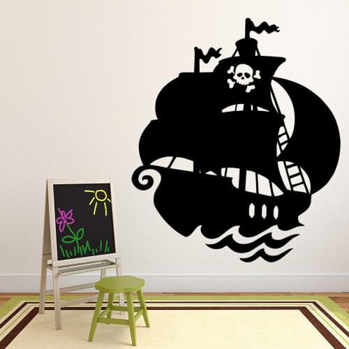 Pirate Ship Wall Decal Skull Flag Cool Style Nautical Theme Vinyl Window Stickers Kids Boys Bedroom Nursery Interior Decor M884
