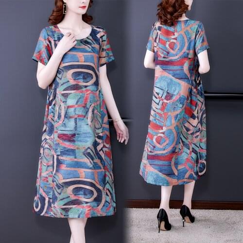Boho Elegant Loose Cotton Linen Beach Midi Dresses 2021 Summer Vintage Ramie Print Casual Sundress Women Bodycon Party Vestidos